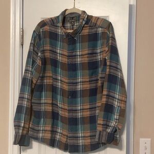 Eddie Bauer Men's Plaid Casual Button Down Shirt - Blue, Brown, Green